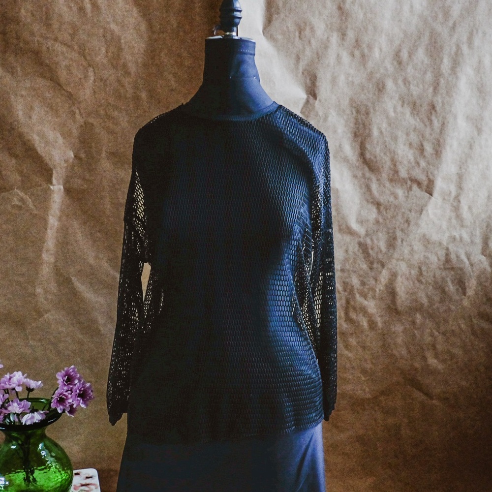 ✨ZARA. Black Transparent Fishnet Top from Zara